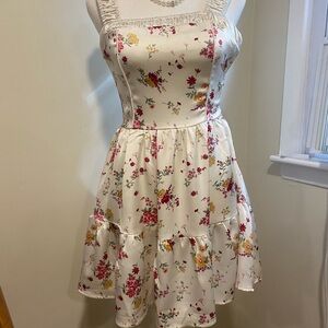Forever 21 Cream Dress with Red Floral Design